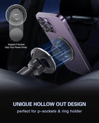 for Magsafe Vent Mount [Horizontal/Vertical]: Ultra Strong Magnetic Car Phone Holder, Circle Magnet Air Vent Stand for Mag Safe Phone Grip, iPhone 16 15 14 Pro Max Samsung Cellphone Case, Ring Holder