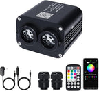 AMKI Dual Color 20W Twinkle Sound Mode RGBW Dual Port Light Source Engine Driver Remote/APP Control Starlight Box Motor for Fiber Optic Star Ceiling Light Kit