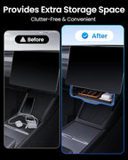 REEVAA Upgraded Tesla Model Y Hidden Under Screen Storage Box for Model Y 2020-2026 (Fit New Model Y Juniper) [One-tap Open & Stable Installation] Model Y Accessories, Center Console Organizer Tray