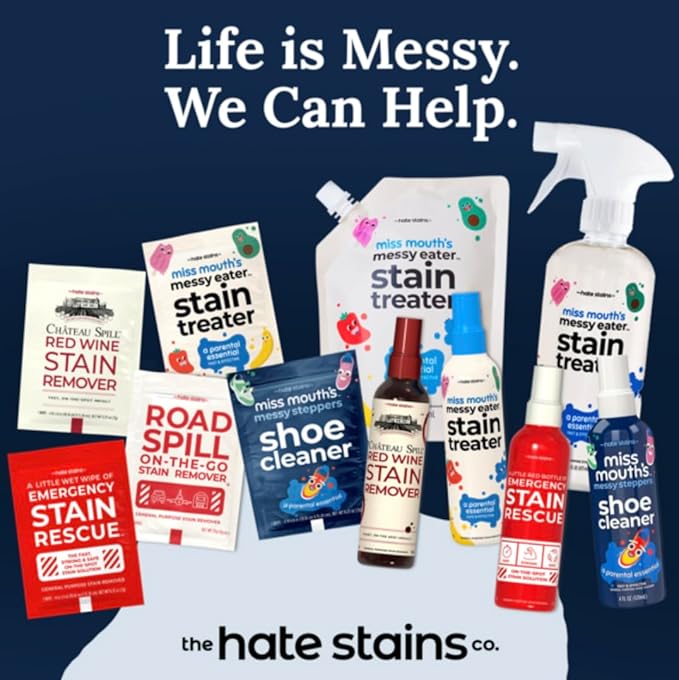 Miss Mouth's Messy Eater Stain Treater Wipes - 50 Pack Stain Remover - Newborn & Baby Essentials - No Dry Cleaning Food, Grease, Coffee Off Laundry, Underwear, Fabric