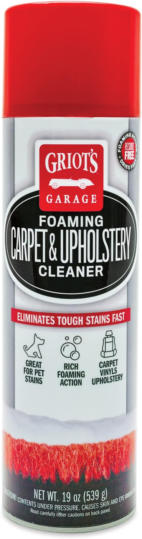 Griot's Garage Foaming Carpet and Upholstery Cleaner for Car Floor Mats, Vinyl, Plastic, Micro Fiber Seats, and Pet Stains, 11298, 19oz