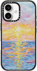 CASETiFY Impact Case for iPhone 16 [Slim / 8.2 ft. 4X Military Grade Drop Protection/Compatible with Magsafe] - Frosted Sunset - Clear Black