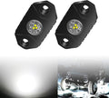 4WDKING White LED Rock Lights, 2 Pods IP68 Waterproof Underbody Glow Trail Rig Lamp LED Neon Lights for Truck Off Road Truck Car Boat ATV SUV Motorcycle