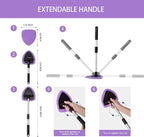 Qydipclin 10pcs Windshield Cleaner Tool, Car Window Cleaning Wash Kit with 4 Reusable Microfiber Pads 1 Spray Bottle and Extendable Handle Auto Glass Wiper Kit, Purple