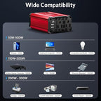 300w Power Inverter DC 12V to AC 110V - vansoet Car Plug Adapter Outlet with 3.4A Dual USB Fast Charging Port - Car Charger Cigarette Lighter Adapter for Phone, Laptop on Road Trip (Red)