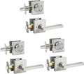 Exterior Door Lock Set with Deadbolt, Front Door Handle Set, Heavy Duty Keyed Alike Privacy Handles, (3Pack-Set,Satin Nickel)