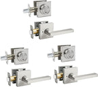 Exterior Door Lock Set with Deadbolt, Front Door Handle Set, Heavy Duty Keyed Alike Privacy Handles, (3Pack-Set,Satin Nickel)