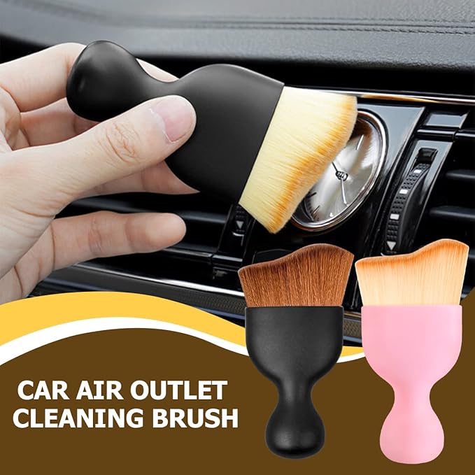 Blilo Car Interior Detailing Brush, Auto Soft Hair Cleaning Brushes, Curved Dirt Dust Collectors, Removal Tool for Dashboard Air Conditioner Vents Leather, Scratch Free (Dark Brown/1PCS)