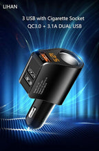 LIHAN 3 USB Car Charger, QC3.0 Output, Cigarette Lighter Adapter, 12V/24V Outlet Plug, Voltage Meter, Compatible for iPhone,iPad, Samsung, USB Charging Devices
