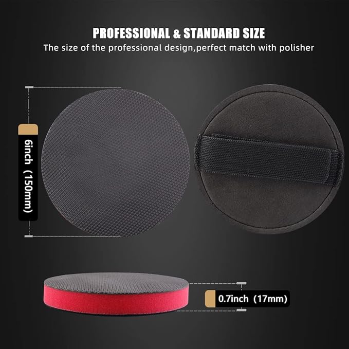 CHMLP6MA 6 Inch Mid Grade Synthetic Clay Bar Pad - 1Pc Handle Grip Pad and Applicator for DA and Rotary Polisher - Auto Detailing