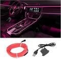 EL Wire LED Strip Lights, USB Auto Neon Light Strip with Sewing Edge, 16FT Electroluminescent Ambient Lighting Kit with Fuse Protection, Car Decoration Accessory (Pink/16FT)