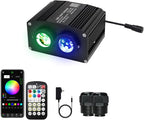 AZIMOM Dual Color 18W Twinkle Fiber Optic Starlight Box with Pure White Meteor, 2 in 1 Starlight Meteor Engine Sound Activated APP/Remote RGBW Light Source Driver for Car Home Star Lighting Decor