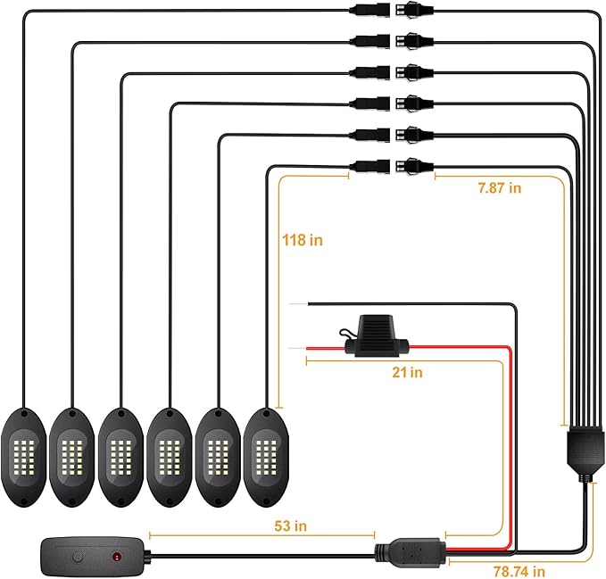 Honalia White LED Rock Lights Kits 6 Pods, 6000K Pure White Rock Lights with Switch