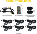 Xprite RGBW LED Rock Lights Kit with Bluetooth & Wireless Remote Controller, Multicolor Cars Underglow, Wheel, Footwell Neon Light Kits, for Off-Road UTV ATV Trucks SUV Motorcycle Boats - 6 Pods