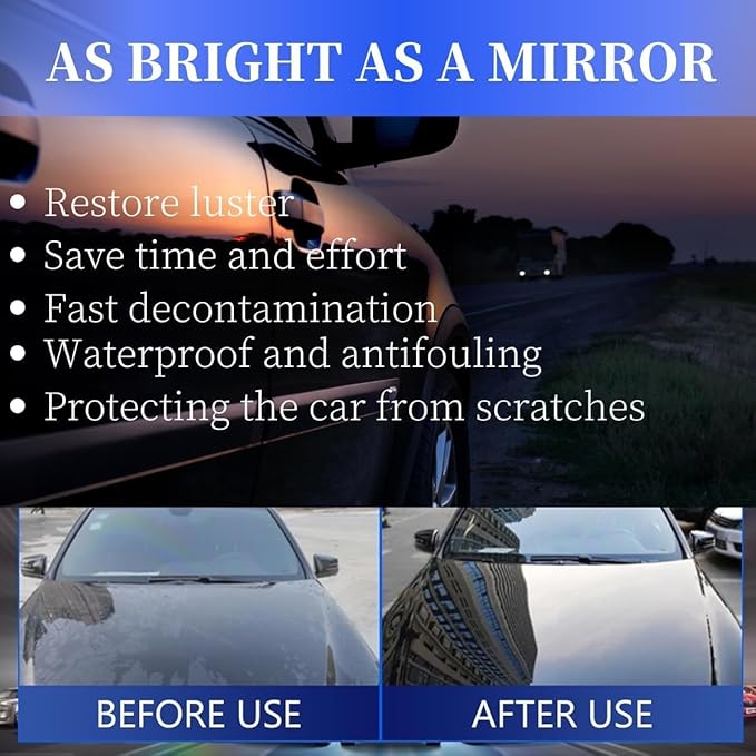 Sopami Car Coating Spray, Quick Effect Coating Agent, Car Scratch Wax Polish Spray Waterless Wash, Quickly Coat Car Wax, Oil Film Emulsion Glass Cleaner with towel for All Car (2 pcs)