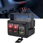 Nilight 2 Gang Rocker Switch Box 12V SPST ON Off Toggle Switches PD Type C and QC 3.0 USB Charger Voltmeter LED Light Waterproof Aluminum Mount Bracket Panel DIY Stickers for Boat Car RV Truck