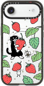 CASETiFY Impact iPhone Air Case [Slim/Compatible with Magsafe / 8.2 ft. 4X Military Grade Drop Protection] - Strawberry and Mo - Clear Black