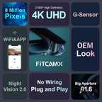 Fitcamx 4K Dash Cam Compatible with BMW F Chassis (Model C) 1 2 3 4 5 7 Series X1 X2 X3 X4 X5 X6 X7, OEM Look, 2160P UHD Video, Loop Recording, WiFi & APP, G-Sensor, Easy to Operate, 64GB Card