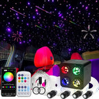 AZIMOM 4Colors 2 in 1 Meteor Twinkle Fiber Optic Starlight Headliner Kits 1200pcs 0.03in 13.1ft Fiber Strands,RGB Meteor Shooting Star 240pcs, Sound Remote APP Control Home Ceiling Car Headliner Decor