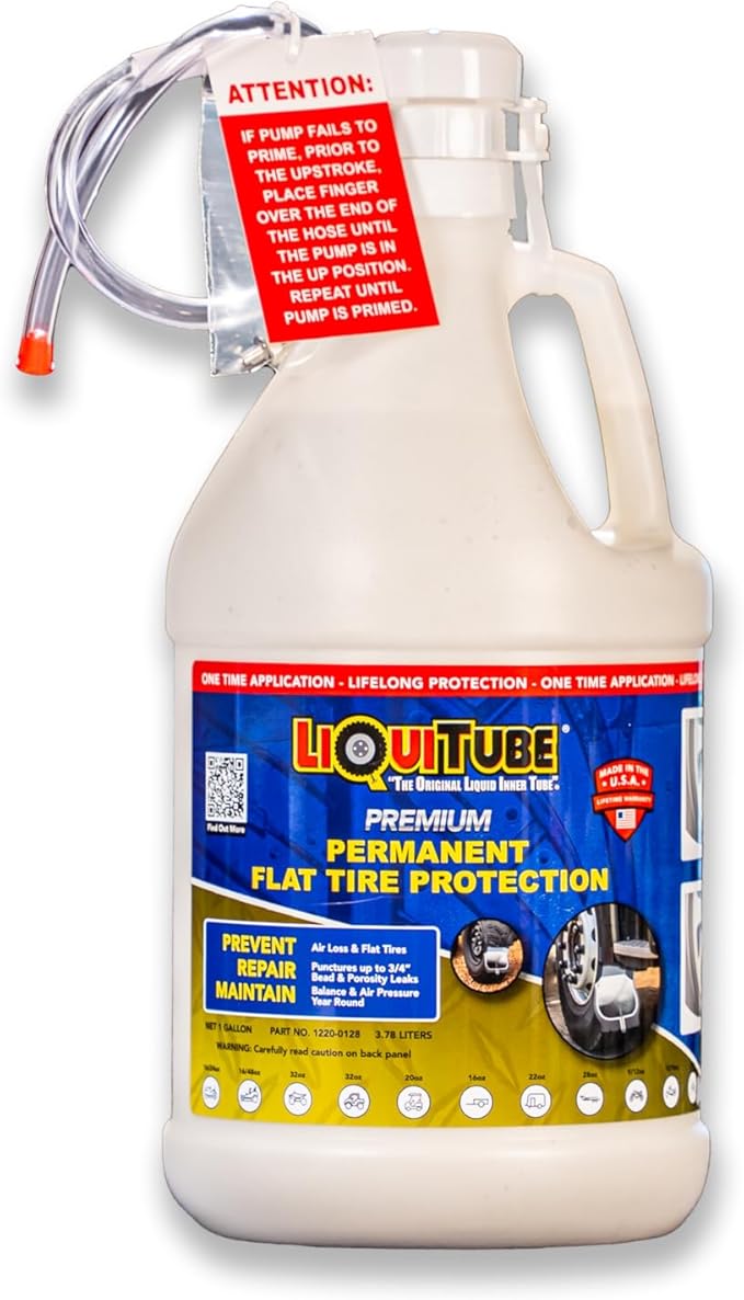 Premium Heavy Duty Tire Sealant - Permanent Flat Tire Protection for Industrial and Off Road Tires - Maintain Air Pressure, Balance - Seal Punctures, Bead, Rim, Tire Weathering Leaks (1 Gal)