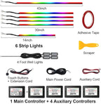 Dreamcolor Acrylic Interior Car Light with Wireless APP, RGB 10 in 1 Car Ambient Lighting Kits with 175 inches 600 LEDs, 16 Million Colors Sound Activated Car Neon Lights