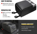 Center Console Organizer with Cup Holder & Padded Top Lid fit for Truck & Car & Van& Bench Consoles Central Armrest Box Back Seat Storage Box Black