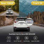 Fitcamx Front 2K+Rear 1080P Dash Cam Adapts for Acura RDX 2019-2026 (HD2-D4151), OEM Factory Look, Dual HD Video, Built-in WiFi & APP, Loop Recording, G-Sensor, Night Vision, Easy to Set, 64GB Card