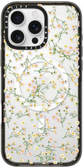 CASETiFY Impact iPhone 16 Pro Max Case [Slim/Compatible with Magsafe / 8.2 ft. 4X Military Grade Drop Protection] - Pressed Flowers Dainty - Clear Black