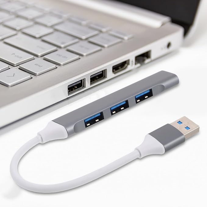 Kichvoe USB Hub Multiport Expander for Laptop and PC USB Splitter with Dark Gray Finish and Packaging Box Compatible with Gaming Accessories