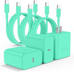 3Pack USB C Charger for Samsung Galaxy S24 Ultra, Super Quite Fast Charging Type C Block with 6FT C to C Cord for Samsung Galaxy Tab S9 S8 S23 Ultra S22 Ultra S23 S22 S21 Note 10 Plus 20,Green