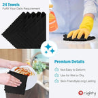 Orighty Black Microfiber Cleaning Cloth, 24 Pack Highly Absorbent Cleaning Rags, Microfiber Towels for Cars, Household Cleaning Supplies, Reusable Lint Free Cloths for House, Kitchen, 12 x12 inch