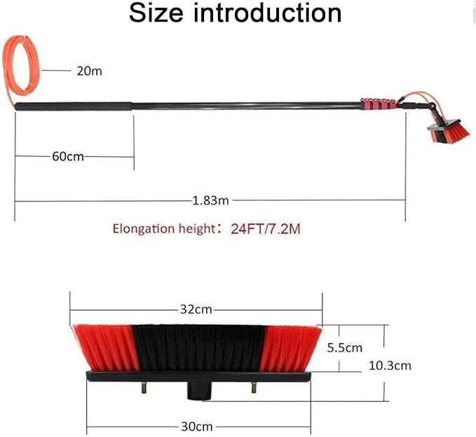 Adjustable Telescopic Window Cleaning Brush Kit - Water Fed Pole for Solar Panels & Photovoltaic Module Cleaning - Efficient Easy-to-Use Extendable Tool for Home & Professional Use