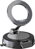 Strong Magnetic Phone Holder for Car & Desk, Compatible with MagSafe, Secure Lock, Universal 360° Rota-Table Car Phone Mount for Dashboard, Glass, Table, Carbon Fiber Deep Black