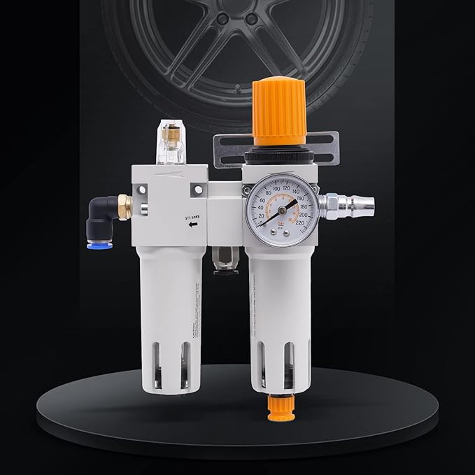 Tire Changer Machine Parts Air Pressor Oil Water Separator with Digital Tire Pressure Gauge Regulator Trap Filter Tire Changer Air Pressor Fit and Maximum Pressure of 145Psi
