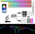 LED Interior Car Strip Light, Multicolor RGB 9 in 1 Optic Ambient Lighting Kits，Dual Control with Switch and A P P, Neon Lights On Car Dashboard with Music Sync Mode (9 in 1)