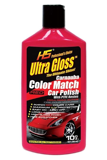 HS UltraGloss Carnauba Red Color Match Car Polish with PTFE results. The Professional Choice. 10 oz. (10 Oz)