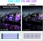 Xprite Upgraded 144LED RGB Interior Car Lights with Smart App Control/Wireless Remote Control, Music Sync Mode, DIY Mode and Multiple Scene Options, Universal for Cars Truck ATV UTV(4pcs)