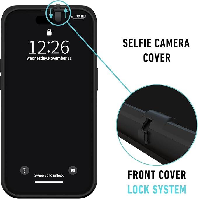 Spy-Fy iPhone 16 Pro Max Privacy Case with Camera Covers Front and Rear | Magsafe Compatible and Kickstand | Protect Your iPhone | 6-Foot Drop Proof | 6,9 Inch | Camera Protection by Valenta Black