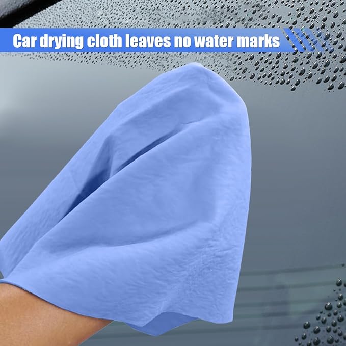 Craedli 2PCS Strong Absorbent Shammy Cloth for Car Drying, 23.93'' x 16.73'' Reusable Automotive Synthetic Chamois Towel, Soft Non-Scratch Vehicle Cleaning Towels for Car, Pets, Bathroom (Blue)