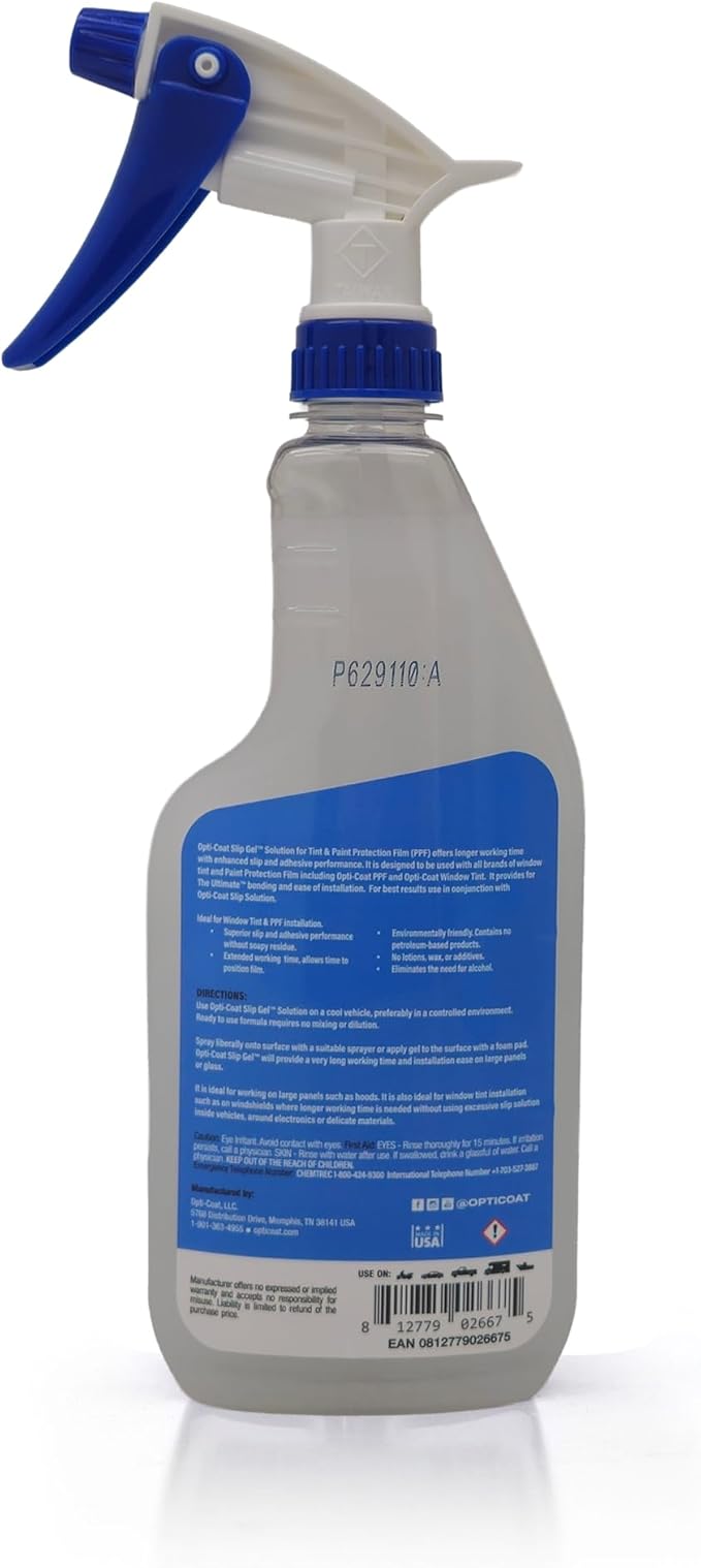 Opti-Coat Slip Gel Solution - Professional Installation Gel For Window Tint, Paint Protection Film (PPF) and Dry Shrink Prep Alternative (17 Oz)