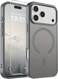 SUPFINE Magnetic for iPhone 17 Pro Case (Compatible with MagSafe)(Military Grade Drop Protection) Translucent Matte Shockproof with Anti-Fingerprint Phone Cover,Gray