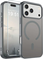 SUPFINE Magnetic for iPhone 17 Pro Case (Compatible with MagSafe)(Military Grade Drop Protection) Translucent Matte Shockproof with Anti-Fingerprint Phone Cover,Gray
