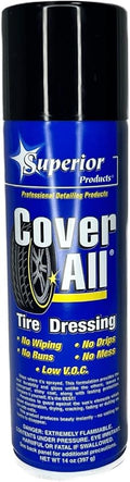Superior Products California Cover All Automotive Tire Shine Aerosol Spray Can & Professional Grade -Tire Dressing - High Gloss - Water Repellent & Made in America (14 oz)