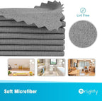 Orighty Microfiber Cleaning Cloth, 5 Pack Highly Absorbent Cleaning Rags, Household Cleaning Supplies, Reusable Lint Free Cloths Microfiber Rag for House, Kitchen, Car Care, 12x11 inch, Grey