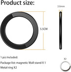 Magnetic Ring Holder for iPhone 14 13 12 Magnet Wall Mobile Phone Holder Magnetic Car Phone Stand for magsafe case (Black 1 pcs)
