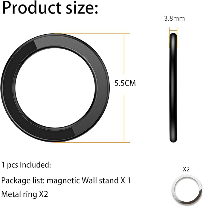 Magnetic Ring Holder for iPhone 14 13 12 Magnet Wall Mobile Phone Holder Magnetic Car Phone Stand for magsafe case (white 2pcs)