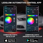 LEDGlow 4pc Bluetooth Million Color LED Underbody Underglow & 4pc Interior Footwell Accent Lighting Kit for Cars - Smartphone App - Courtesy Lights - Create Any Color - Control Box