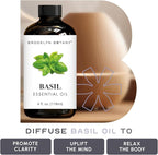 Brooklyn Botany Basil Essential Oil - Huge 4 Fl Oz - 100% Pure and Natural - Premium Grade with Dropper - for Aromatherapy and Diffuser