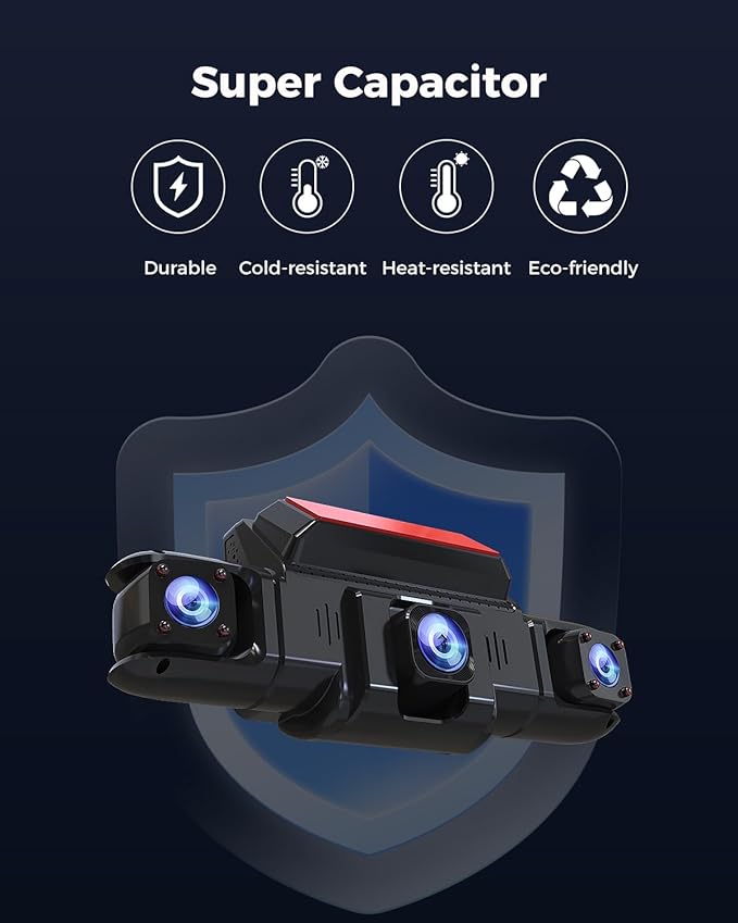 360 View 4 Channel Dash Cam Front and Rear Left Right Inside Camera for Cars, GPS and 5G Band WiFi, Night Vision, 160 Wide Angle, WDR, 24H Parking Mode, Supercapacitor, Included 128GB Card