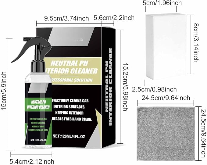 Auto Interior Cleaning Kit, Gentle Cleaning, Comes with Cleaner, Towel and Sponge for Daily Use(2set)